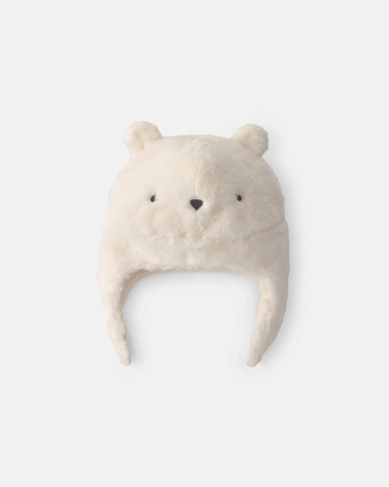 Baby Polar Bear Christmas Fleece Hat - Cream