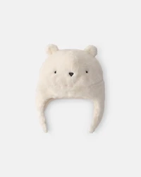 Baby Polar Bear Christmas Fleece Hat - Cream