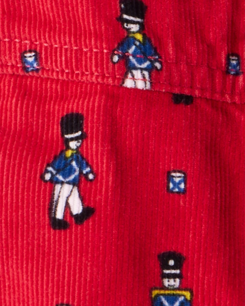 Baby Nutcracker Corduroy Overalls - Red