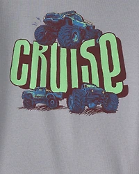 Toddler Boy Monster Truck 100% Cotton Snug Fit 4-Piece Pajama Set - Grey