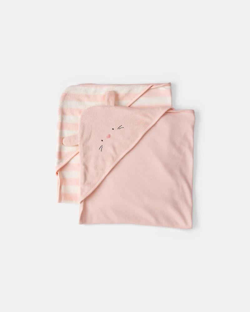 Baby Girl 2-Pack Bunny Terry Towels - Pink