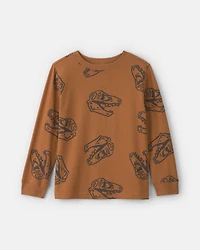 Boys Dinosaur Long-Sleeve T-Shirt - Brown