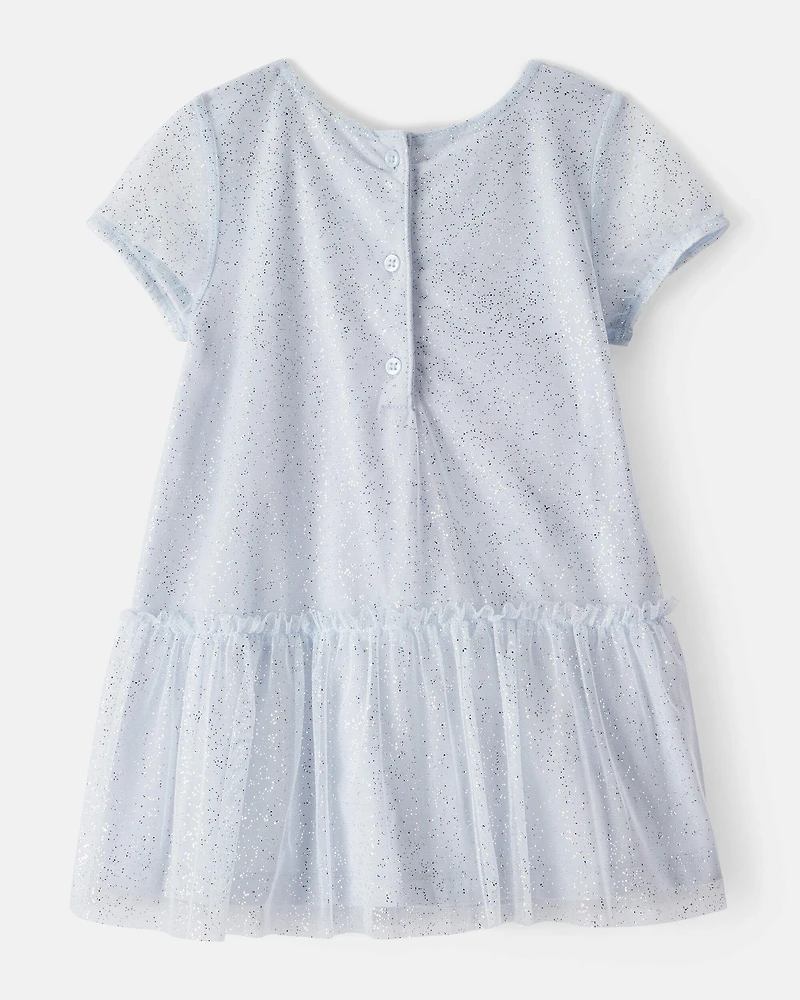 Toddler Girl Short-Sleeve Tulle Occasion Dress - Blue