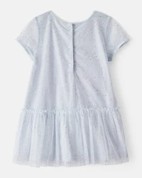 Toddler Girl Short-Sleeve Tulle Occasion Dress - Blue