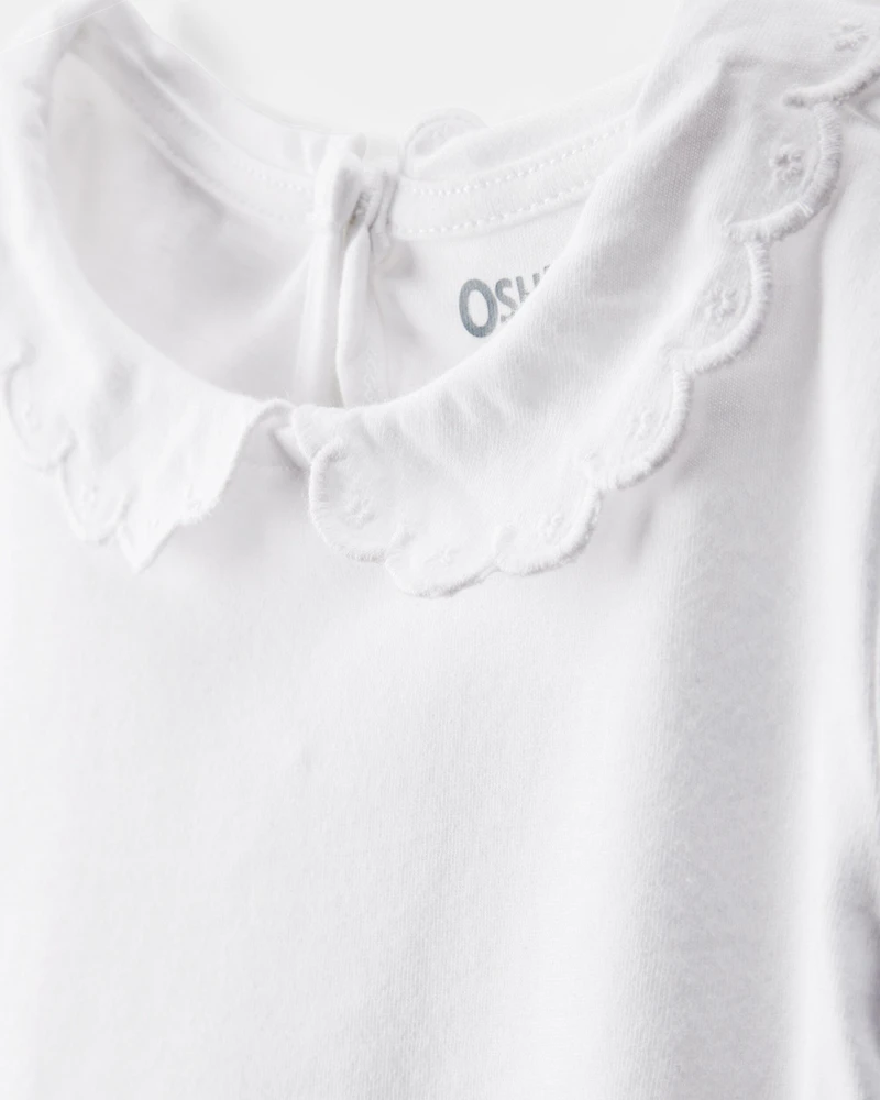 Toddler Scalloped Collar Short-Sleeve Top