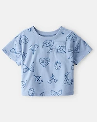 Baby Girl Bow Icon Short-Sleeve Pocket Tee - Blue