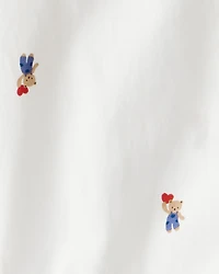 Baby Boy Bear Print Long-Sleeve Button-Down Bodysuit - White