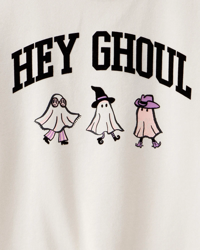 Kid Halloween Hey Ghoul Pullover Sweatshirt - Ivory