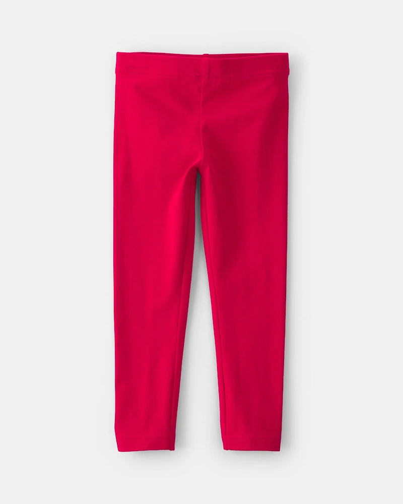 Toddler Girl Cotton Pull-On Stretch Leggings - Red