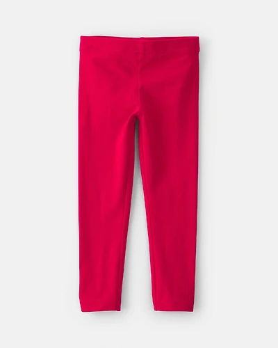 Toddler Girl Cotton Pull-On Stretch Leggings - Red