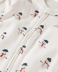 Baby Organic Cotton Sleep & Play Pajamas in Snowman Print