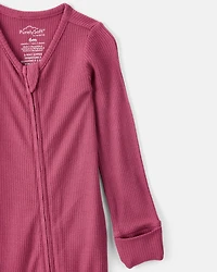 Baby Girl PurelySoft Long-Sleeve Sleep & Play Pajamas - Burgundy