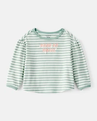 Baby Girl Made of Magic' Striped Long-Sleeve Top - Green