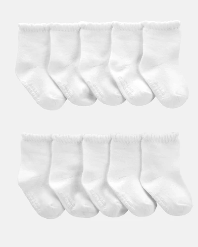 Baby Girl 10-Pack Scallop Crew Socks