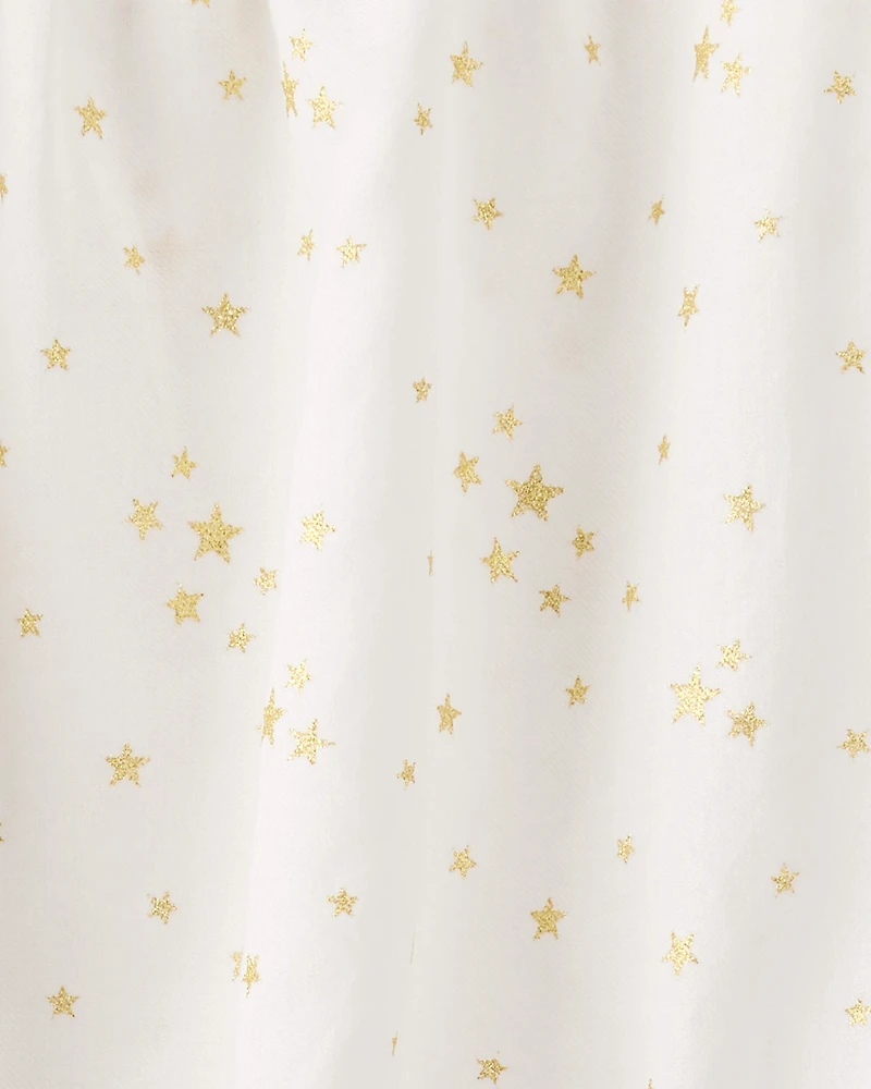 Baby Girl Star Print Cotton Long-Sleeve Fashion Bodysuit - White