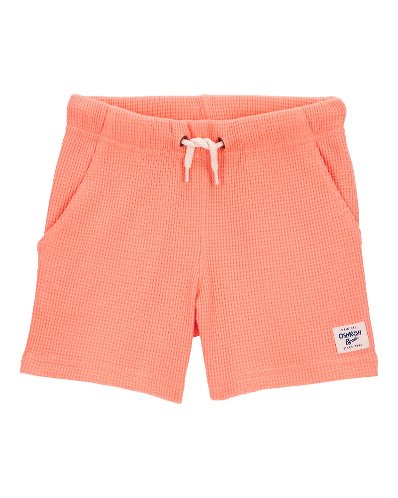 Toddler Waffle Knit Drawstring Shorts - Orange