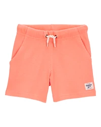 Toddler Waffle Knit Drawstring Shorts - Orange