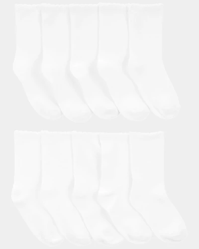 Girls 10-Pack Scallop Crew Socks