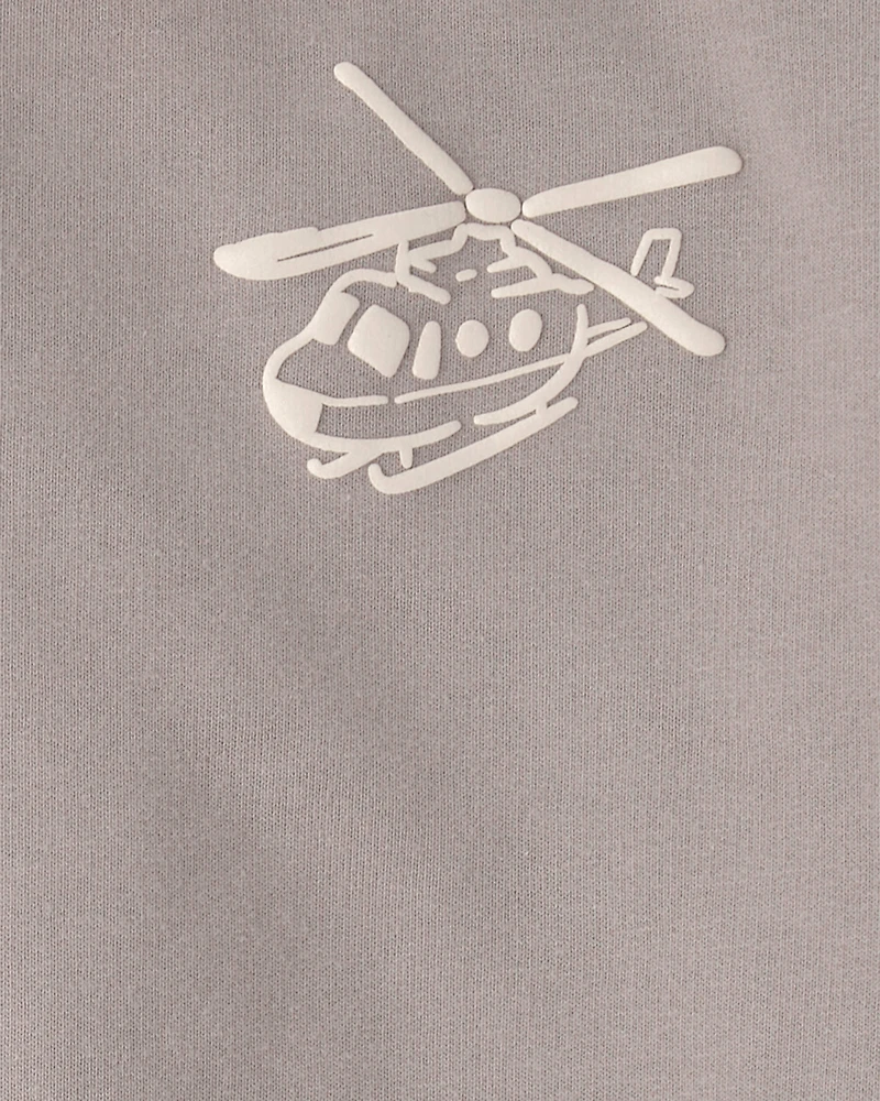 Baby Boy Helicopter French Terry Sweatshirt & Pant Set - Grey