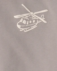 Baby Boy Helicopter French Terry Sweatshirt & Pant Set - Grey