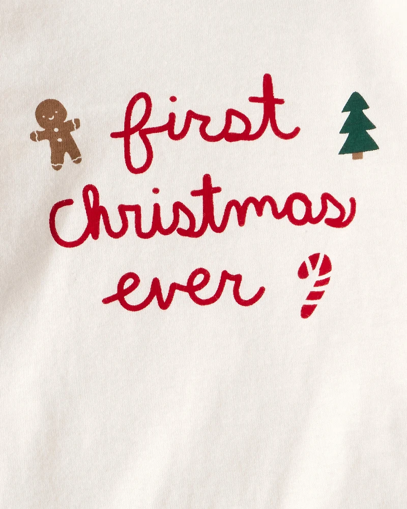 Baby 2-Piece My First Christmas Long-Sleeve Bodysuit & Pant Set - Cream/Green