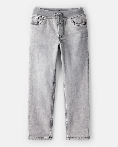 Boys Denim Pull-On Straight Jeans - Grey Wash