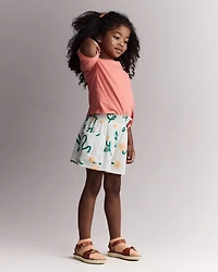 Toddler Girl Swing Shorts with Pockets in Floral Print - Light Green