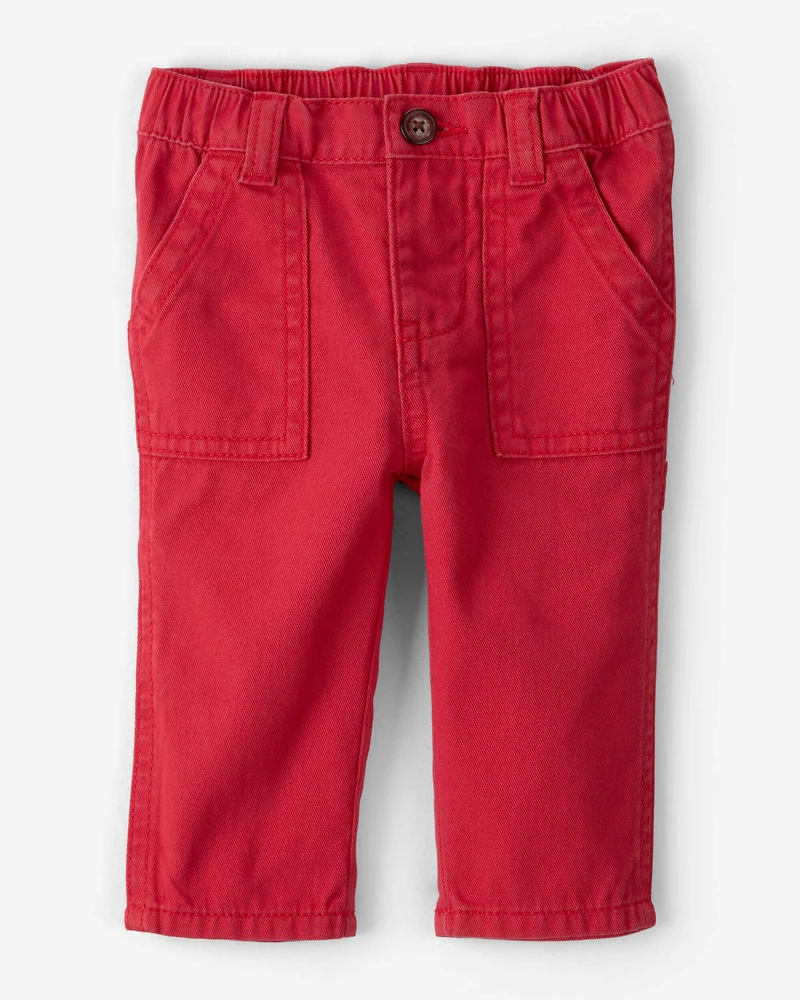 Baby Boy Solid Twill Pants - Red