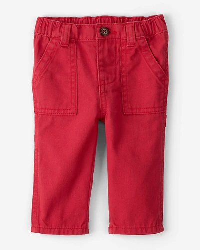 Baby Boy Solid Twill Pants - Red