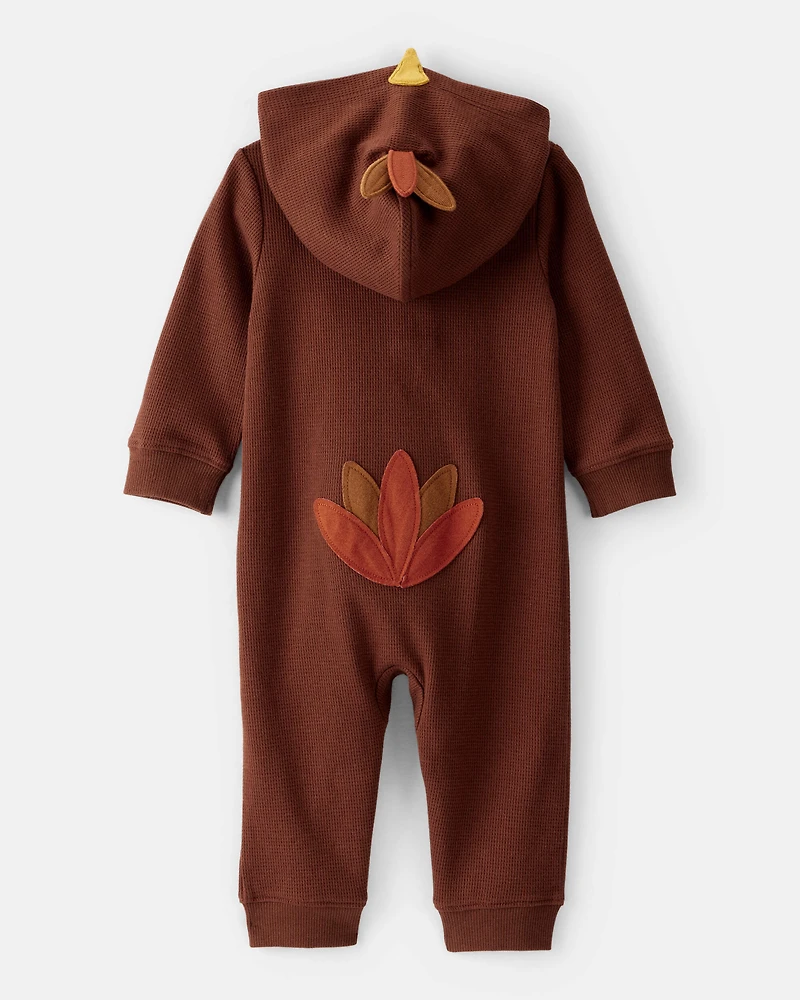 Baby Turkey Long-Sleeve Hooded Jumpsuit - Brown