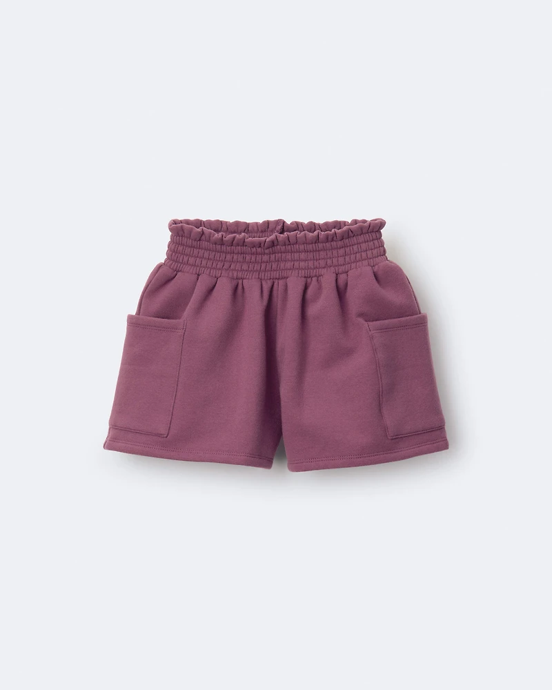 Toddler Girl Fleece Swing Shorts with Pockets - Burgundy