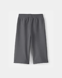 Baby Girl French Terry Wide-Leg Active Pants - Grey