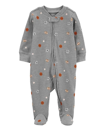 Baby Sports 2-Way Zip Waffle Knit Sleep & Play Pajamas