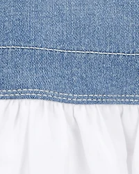 Toddler Stretch Denim Eyelet Jumper Dress