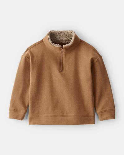 Toddler Boy Long-Sleeve Quarter-Zip Pullover Sweatshirt - Brown