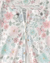 Baby Girl Butterfly Garden PurelySoft 2-Way Zip 1-Piece Pajama