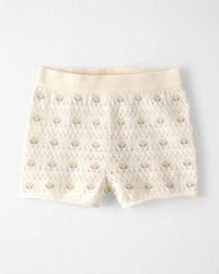 Toddler Girl Organic Cotton Sweater Knit Set in Honey Floral Print