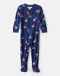 Baby Boy Construction 100% Cotton Snug Fit 2-Way Zip Footie 1-Piece Pajamas - Navy