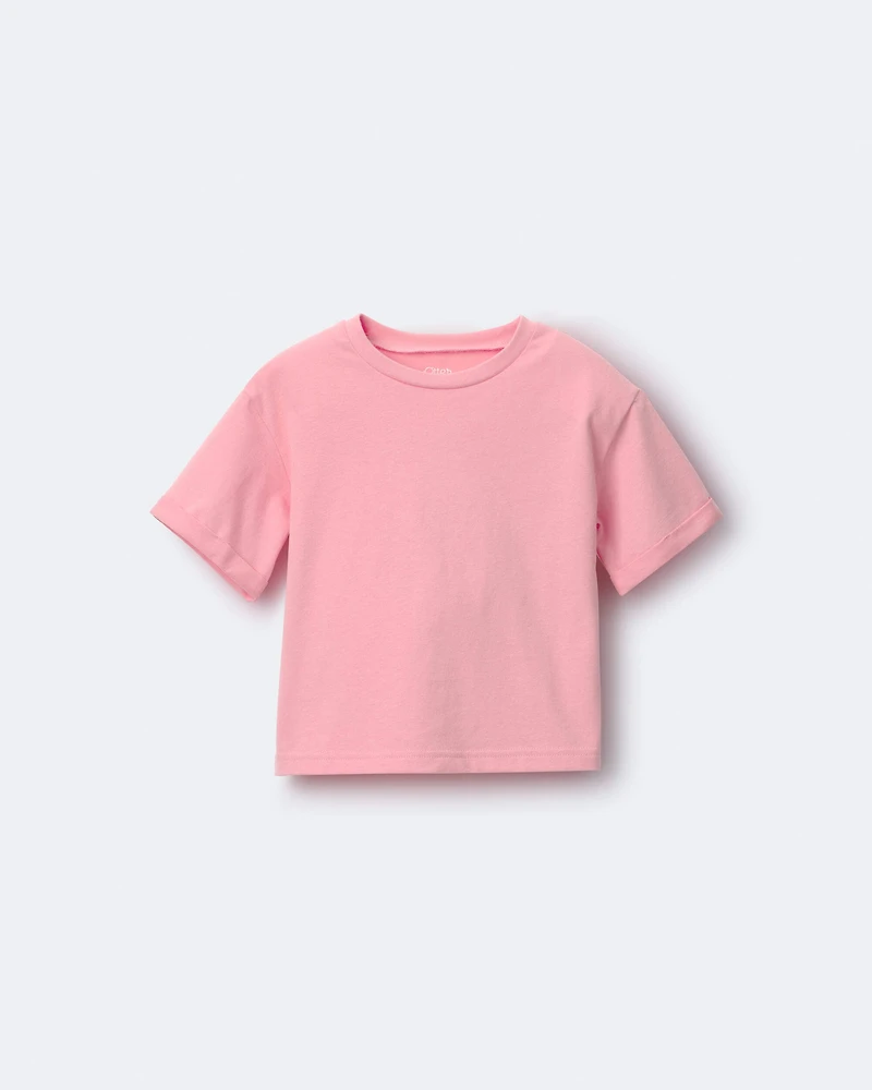Toddler Girl Rolled Cuff Tee - Light Pink