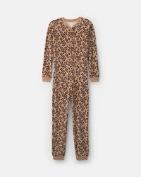 Girls 1-Piece Leopard DreamPlush Snug Fit Pajama - Brown