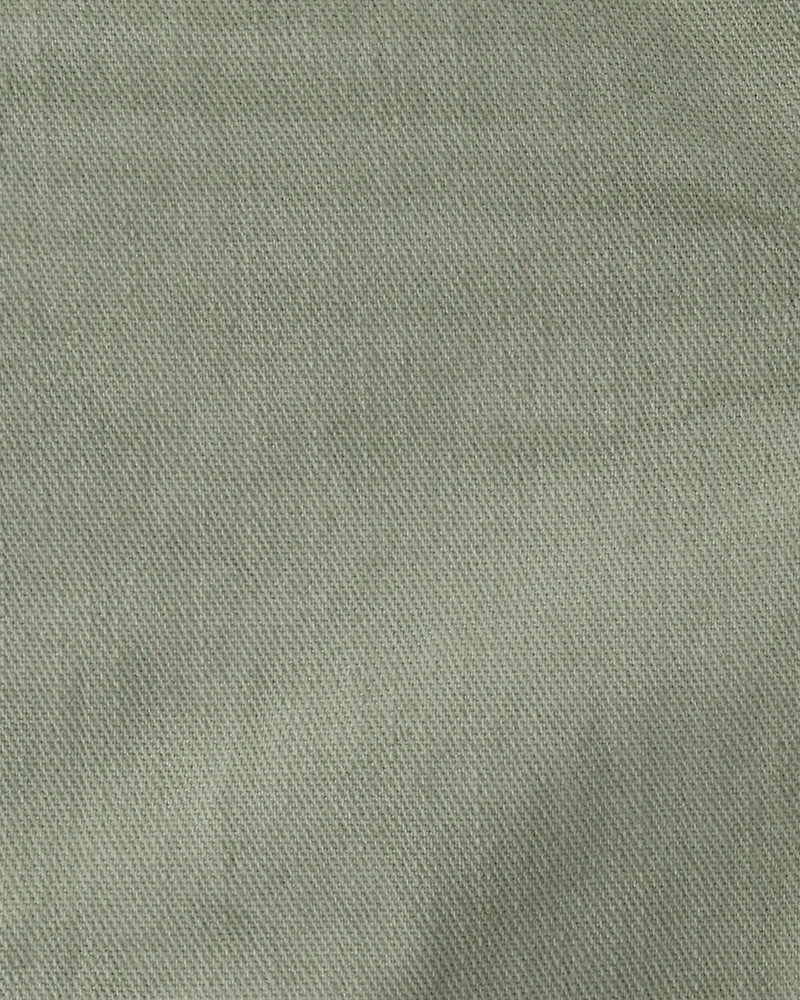 Baby Girl Eyelet Trim Twill Shorts - Olive