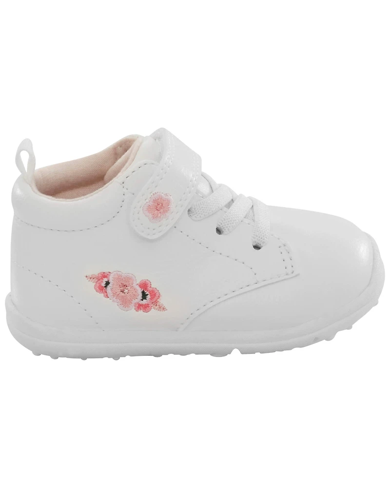 Every Step® First Walker Floral High-Top Sneakers - White
