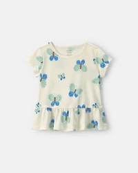 Toddler Girl Butterfly Peplum Top - Cream
