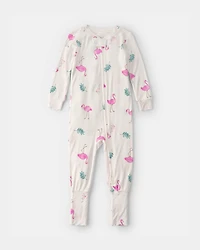 Baby Girl Flamingo PurelySoft Snug Fit 1-Piece Pajama - Ivory