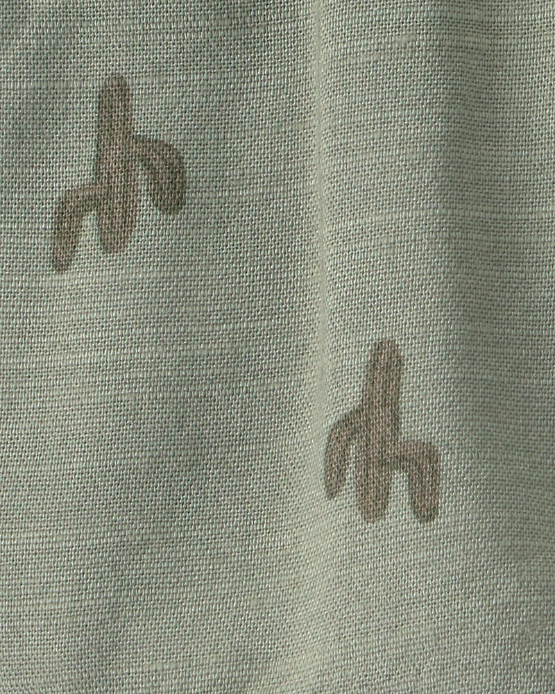 Baby Boy Cactus Drawstring Shorts - Olive