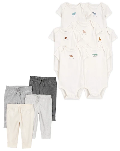 Baby 11-Piece Days Of The Week Short-Sleeve Bodysuits & Pull-On Pants Set - Ivory/Grey