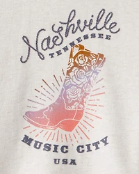 Girls Nashville Western Cotton Long-Sleeve Pullover Sweatshirt - Ivory