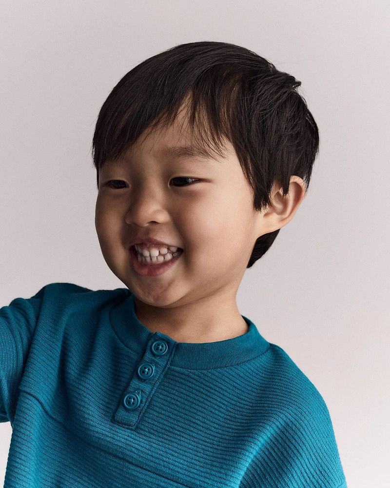 Toddler Boy Henley Tee - Teal