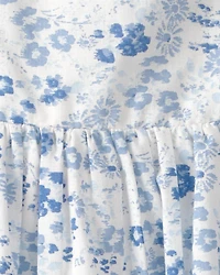 Baby Girl Floral Ruffle Dress - Blue/White
