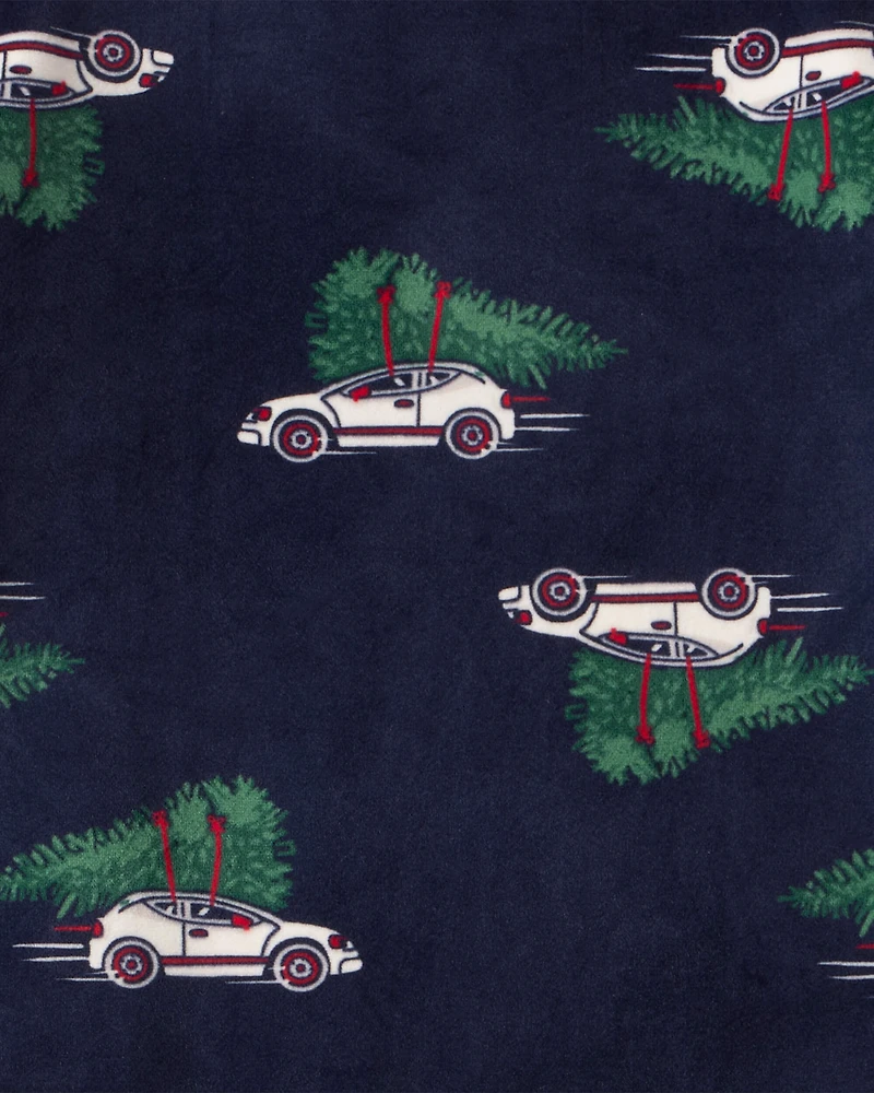 Kid Christmas Cars DreamPlush Long-Sleeve Snug Fit 2-Piece Pajamas - Navy